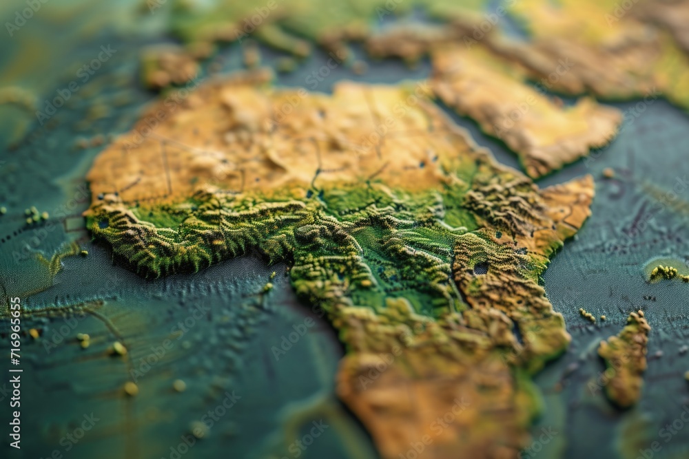 A detailed close up of a map of Africa. Perfect for educational materials or travel brochures A detailed close up of a map of Africa. Perfect for educational materials or travel brochures
