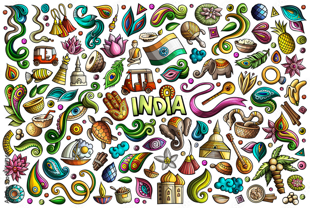 India cartoon objects set India cartoon objects set