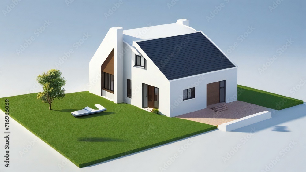 3d render of a modern house on white background, Concept for real estate or property 3d render of a modern house on white background, Concept for real estate or property