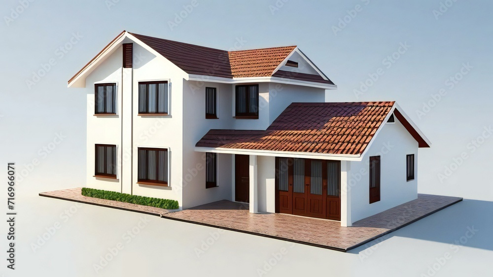 3d render of a modern house on white background, Concept for real estate or property