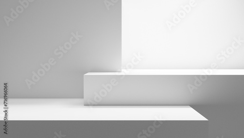 Wallpaper Mural Empty abstract blank table - empty copy space for design and product display, blank white space background illuminated with bright light, white empty geometrical background stage for product placement Torontodigital.ca