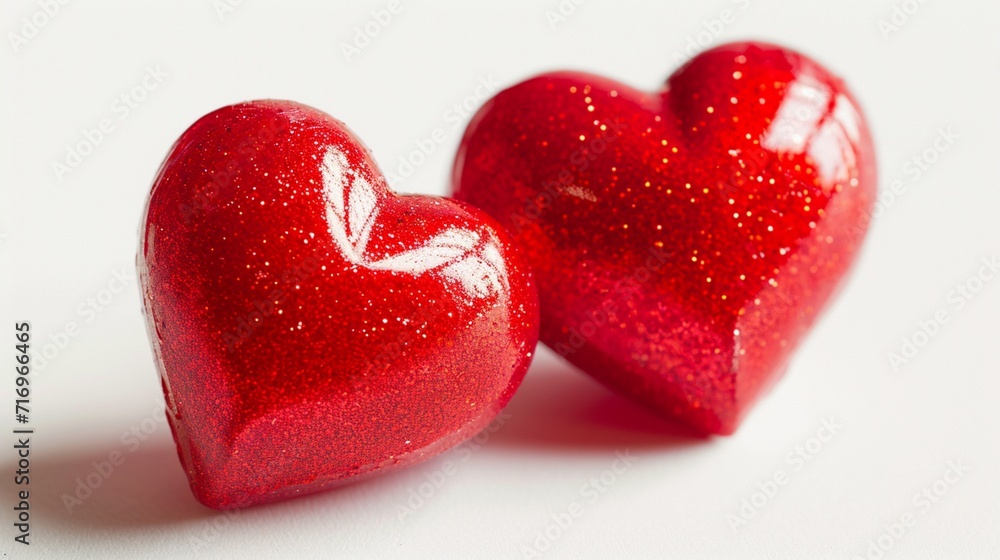 Two red hearts, on white background