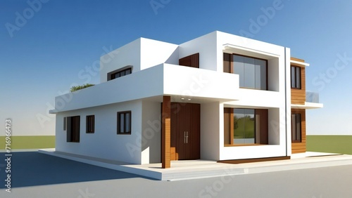 Clean and precise 3D representation of a house, devoid of background distractions. Real estate concept. © home 3d
