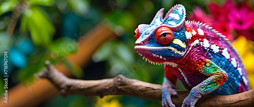 A chameleon showcasing its ability to change colors.