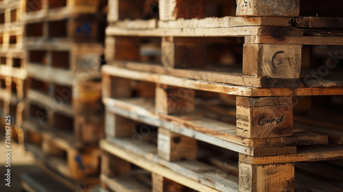 Wooden Pallets. Wooden pallets Stacked upon each other. Transportation and storage. Wooden pallets in Driveway. Wooden pallets. Flat design  top view  front and side view. Storage.