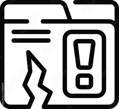 Loss data folder icon outline vector. Broken computer. Fail bug attack