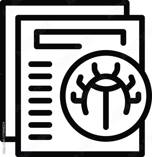 Bug document icon outline vector. System destroy. Accident cloud access