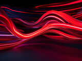 3d render. Abstract background of dynamic neon lines glowing in the dark, floor reflection, background with lines, Modern wallpaper with glowing neon lines. Created using generative AI