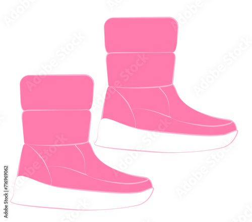 Pink sports boots, glamorous shoes on a white background. Vector illustration. 