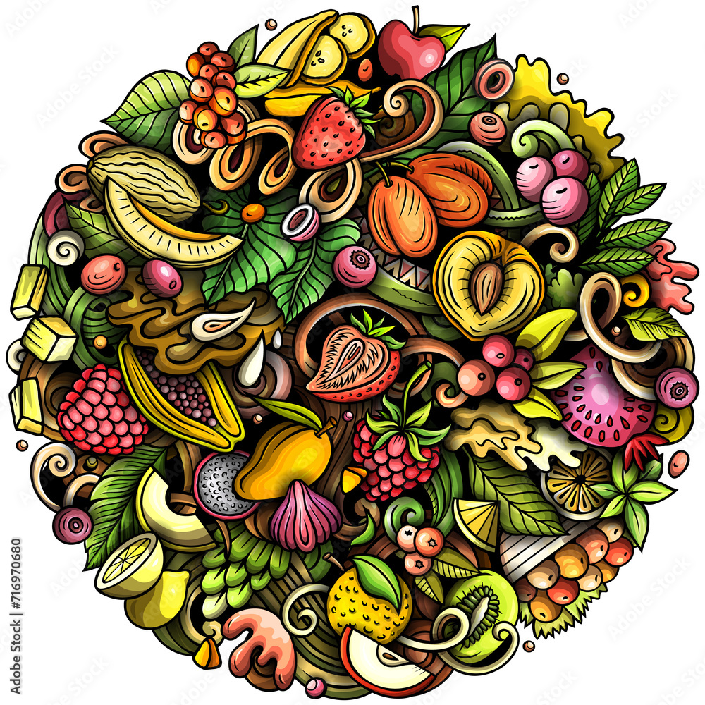 Fruits cartoon doodles illustration Fruits cartoon doodles illustration