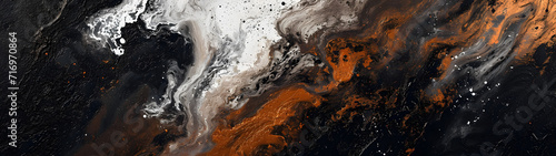 Close-up of Black and Orange Substance, Vibrant Contrasts and Textures
