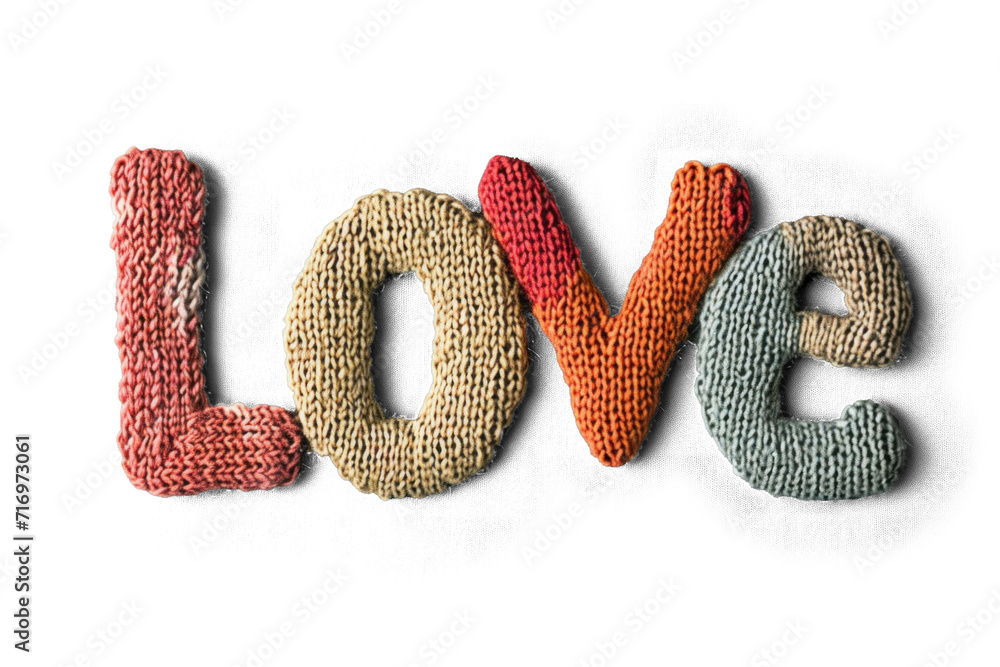 Knitted Word Love on Transparent Background Knitted Word Love on Transparent Background