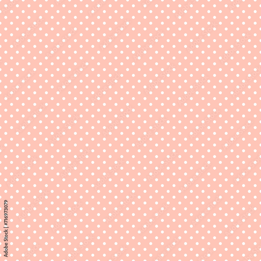 Pink and white polka dot pattern, seamless texture background. Minimal fashionable design. Polka dots trendy background, tile. For fabric pattern, card, decor, wrapping paper Pink and white polka dot pattern, seamless texture background. Minimal fashionable design. Polka dots trendy background, tile. For fabric pattern, card, decor, wrapping paper