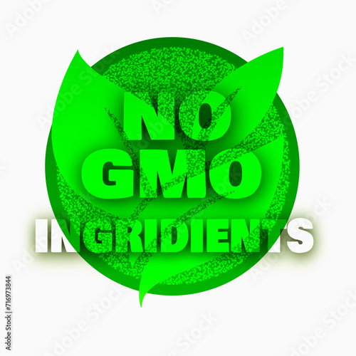Logo, text, graphics: non-GMO inscription, with eco-friendly green elements on a white background.