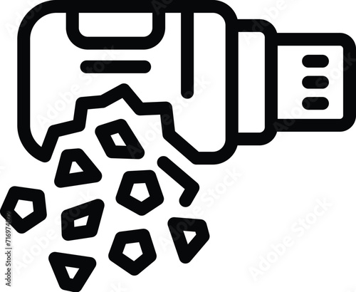 Usb data loss icon outline vector. Information accident. Key attack