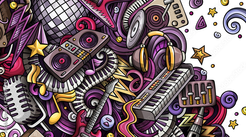 Fototapeta premium Disco Music cartoon banner illustration