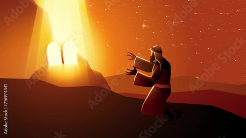 Biblical motion graphic series, Moses received the Ten Commandments photo