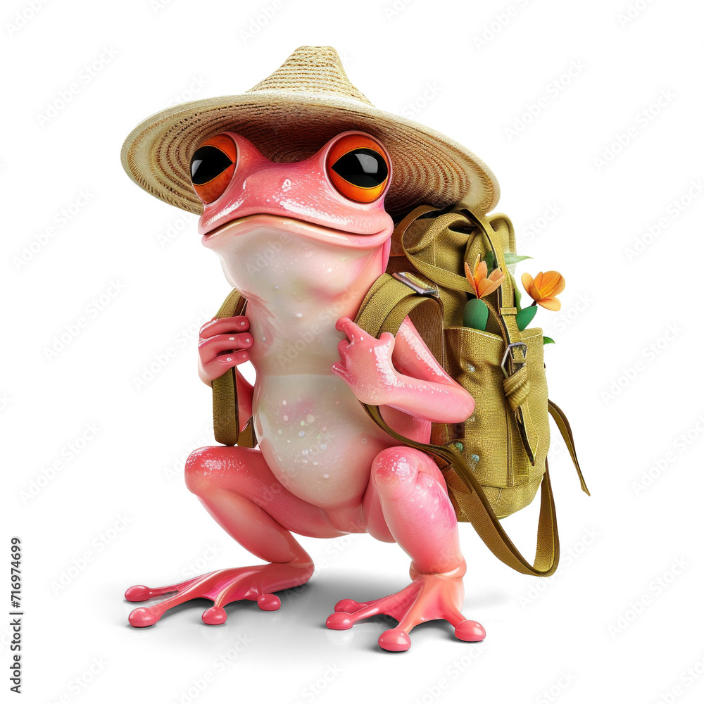 Fototapeta premium Traveler Frog with Backpack