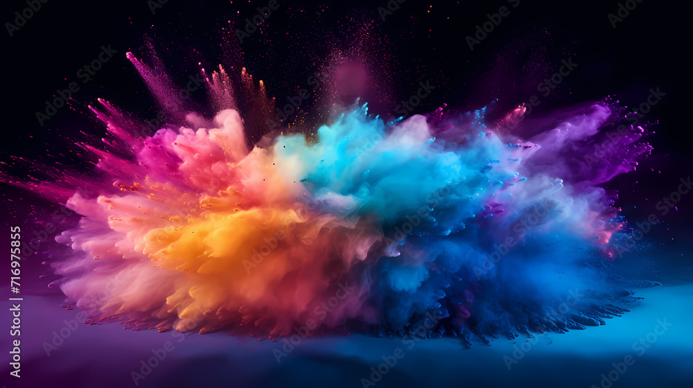 Dust explosion Holi background, indian traditional festival Dust explosion Holi background, indian traditional festival