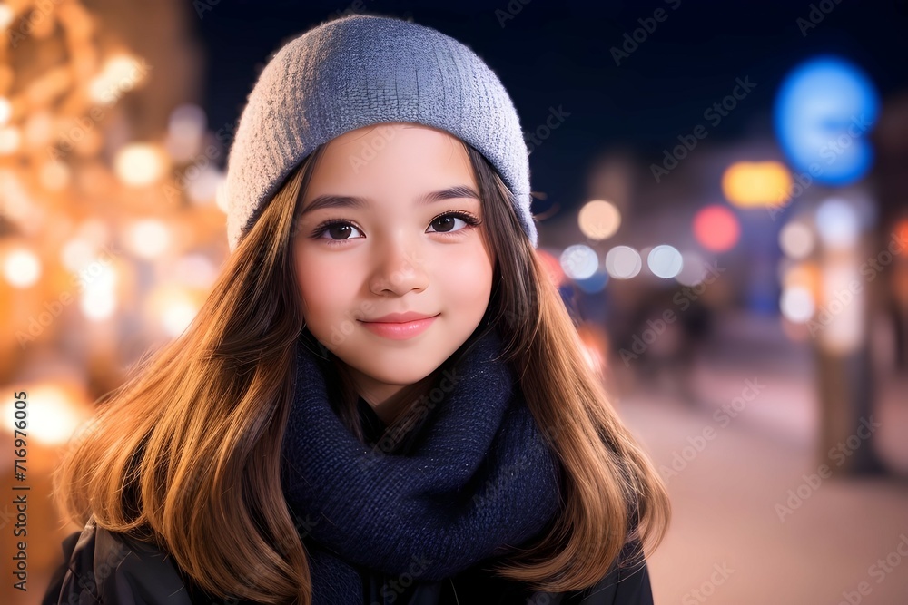 portrait of a little child girl in a street portrait of a little child girl in a street