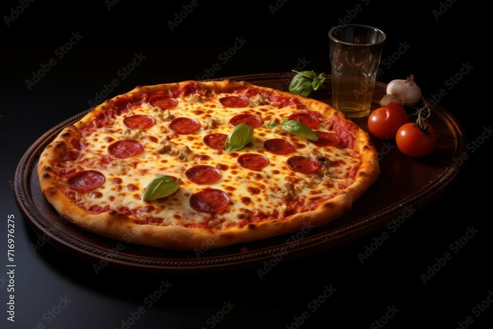 Pizza tray food mozzarella pepperoni
