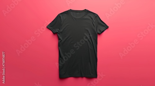  flatlay t-shirt mockup featuring a clean ironed black t-shirt, random background, generative ai,