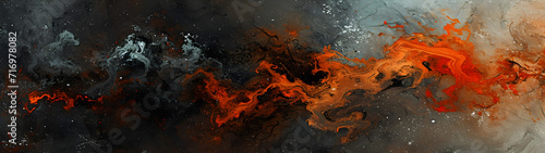 Abstract Painting Featuring Orange and Black Colors