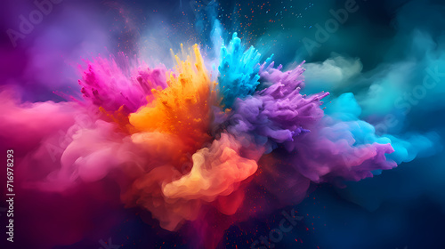 Dust explosion Holi background, indian traditional festival © jiejie