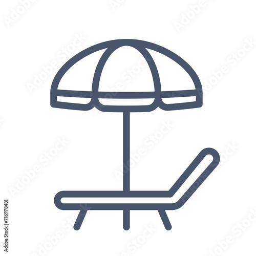 beach umbrella and sunbed icon - vector illustration