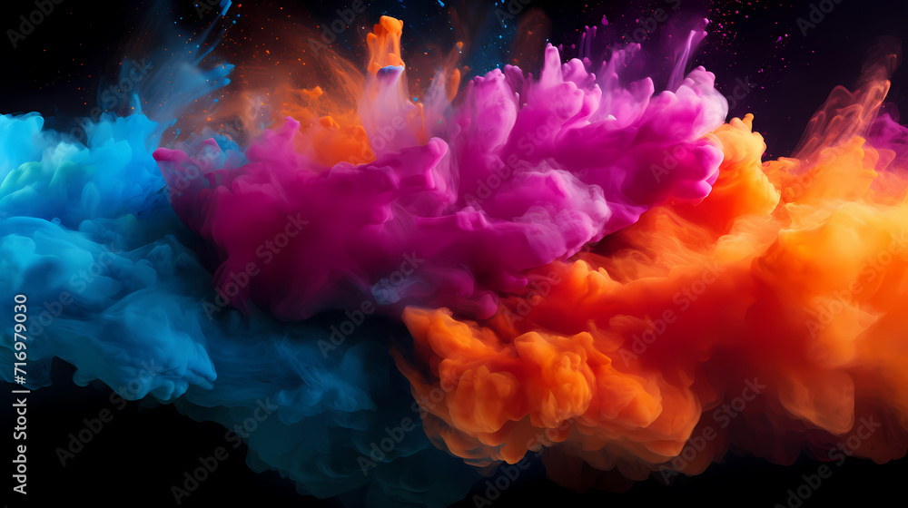 Dust explosion Holi background, indian traditional festival Dust explosion Holi background, indian traditional festival