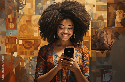 woman talking on cell phone ai generative art