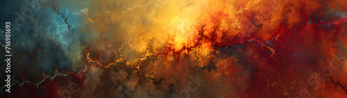 Abstract Painting of Red, Yellow, and Blue Sky