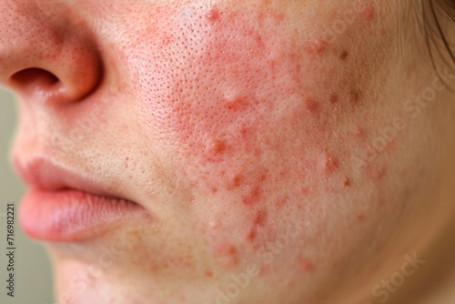 Closeup Of Cheek Showcasing Papulopustular Rosacea, Skin Condition In Patients