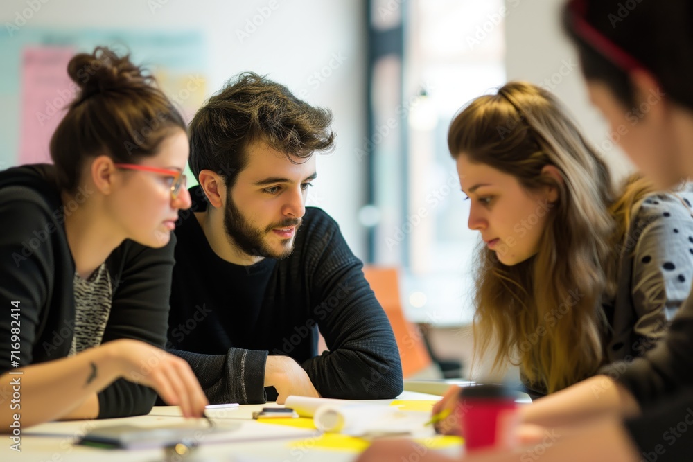 Collaborative Group Innovatively Brainstorms And Strategizes, Generating Ideas For Startup Collaborative Group Innovatively Brainstorms And Strategizes, Generating Ideas For Startup