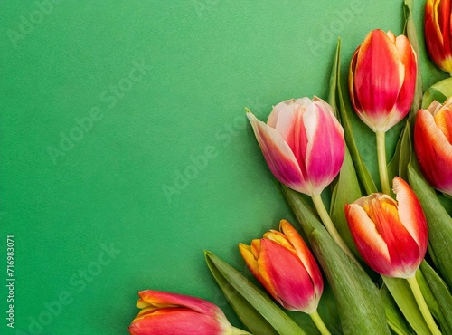 Tulip green background with copy space © D'Arcangelo Stock