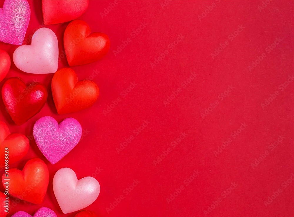 Empty valentine's day greeting card with copy space on red background
