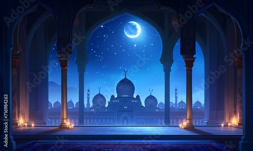 ramadan kareem vector background with mosques and minarets to the holiday Mubarak photo