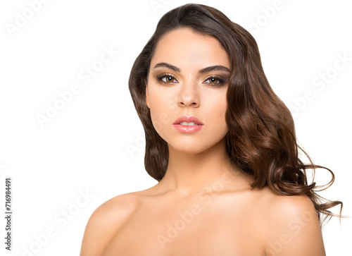 Beautiful brunette on white background