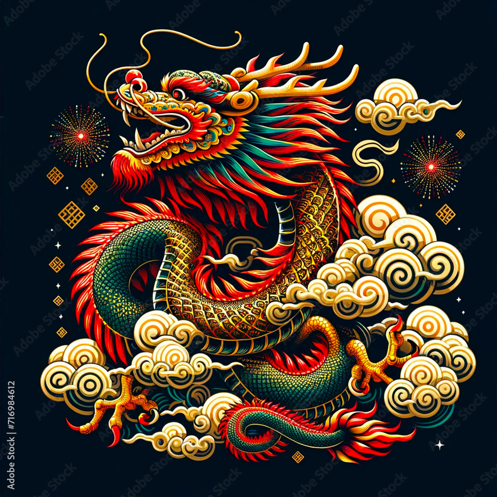 illustration of a dragon Chinese happy new year illustration of a dragon Chinese happy new year