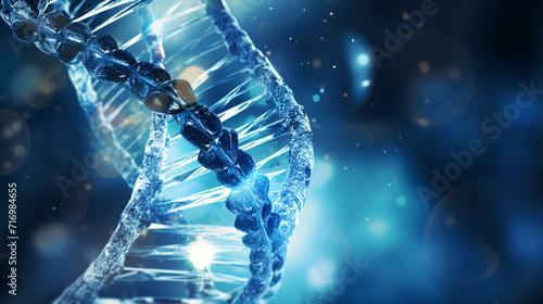Digital illustration DNA structure in colour background. 3d rendering toned image