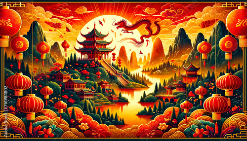 illustration of a dragon Chinese happy new year