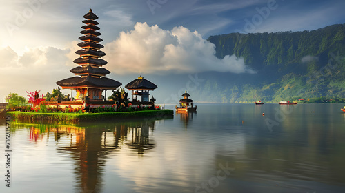 Ulun Danu temple on Bratan lake  Bali  Indonesia