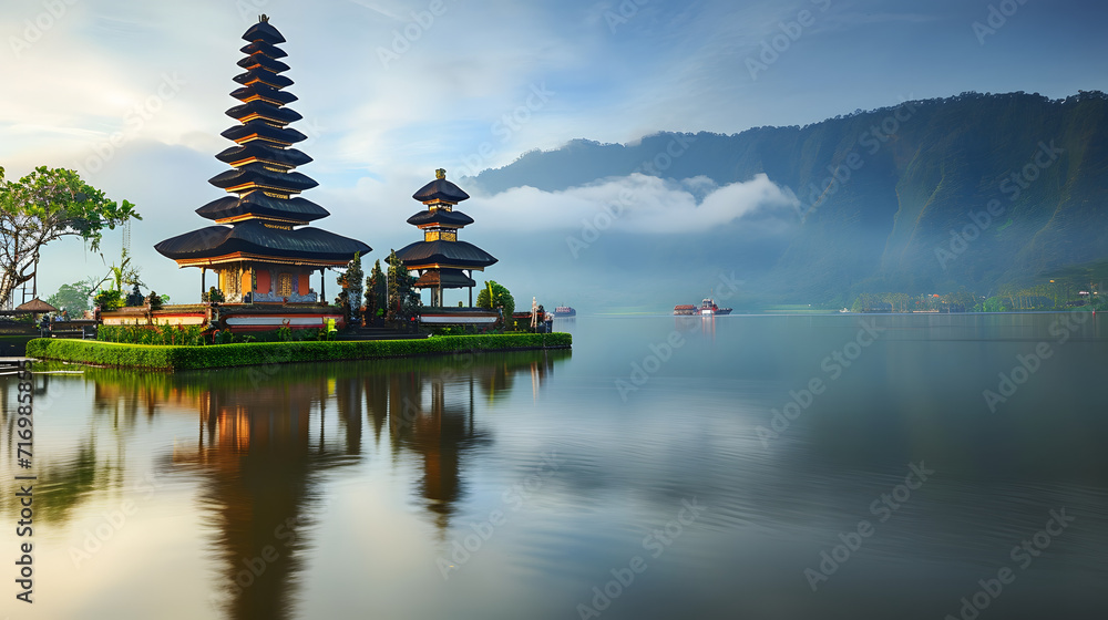 Ulun Danu temple on Bratan lake, Bali, Indonesia Ulun Danu temple on Bratan lake, Bali, Indonesia