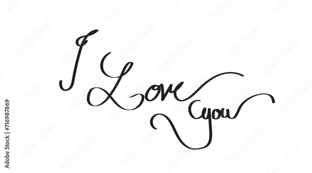 I Love you postcard. Phrase for Valentine's day. Ink illustration. Modern brush calligraphy. Isolated on white background. I Love you postcard. Phrase for Valentine's day. Ink illustration. Modern brush calligraphy. Isolated on white background.