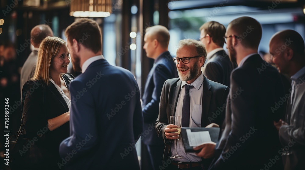Obraz premium Delegates_networking_at_conference_drinks_reception ai generated images