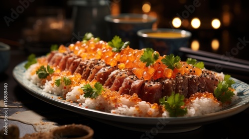 Sushi on a stone plate UHD wallpaper