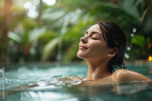 Woman Enjoying Spa Pool For Relaxation And Rejuvenation