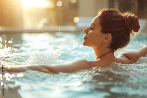 Woman Finds Relaxation And Rejuvenation In Spa Pool