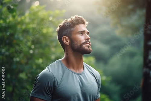 A handsome man feel the nature