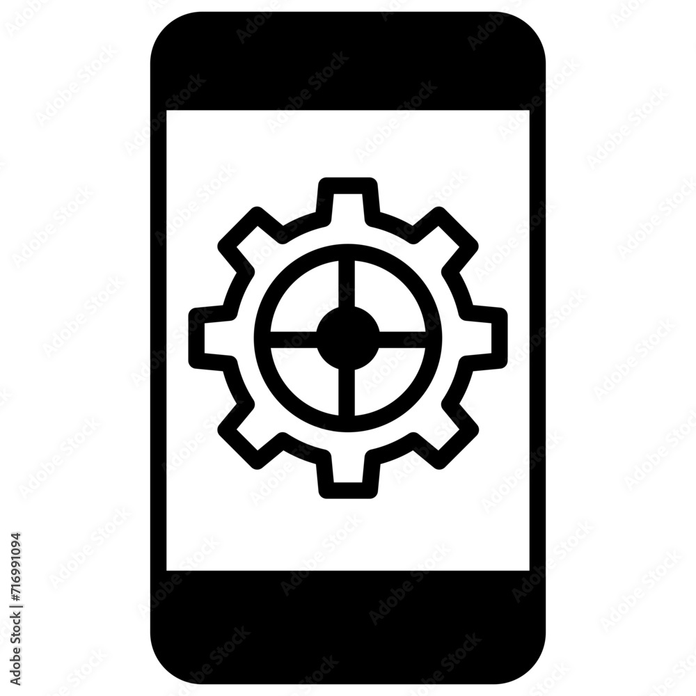 Mobile Settings solid glyph icon Mobile Settings solid glyph icon